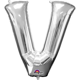 Anagram Folieballon Letter V Zilver - 81x81cm