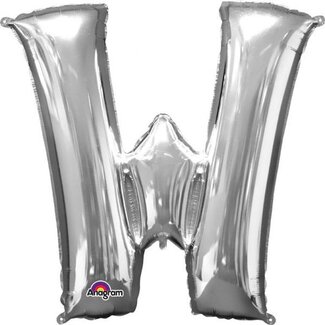 Anagram Folieballon Letter W Zilver - 71x83cm