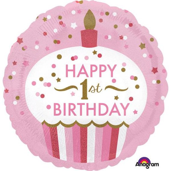 Folieballon 1ste Birthday Cupcake Girl