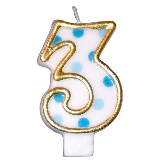 Cijferkaarsje 3 Blauw
