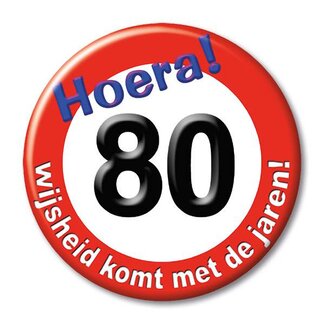 Paperdreams Button - Hoera 80