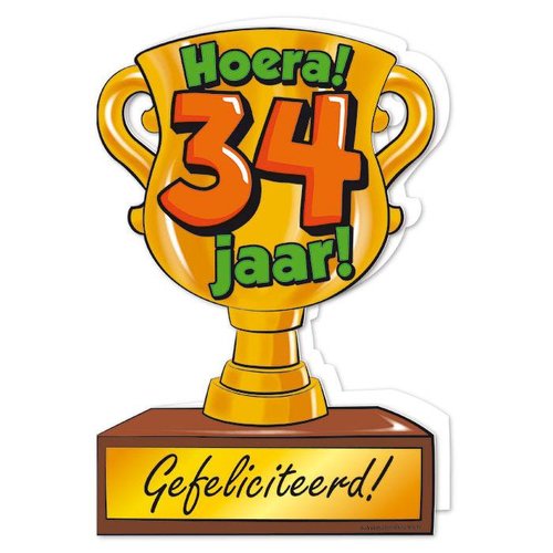 Wenskaart Trofee - 34 Jaar 