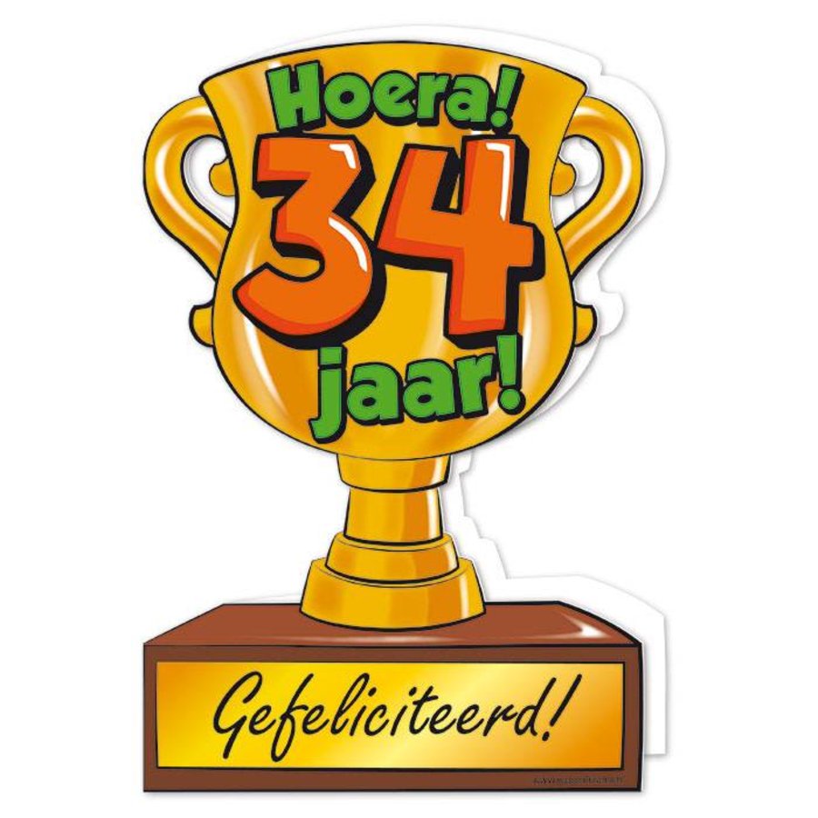 Wenskaart Trofee - 34 Jaar-1