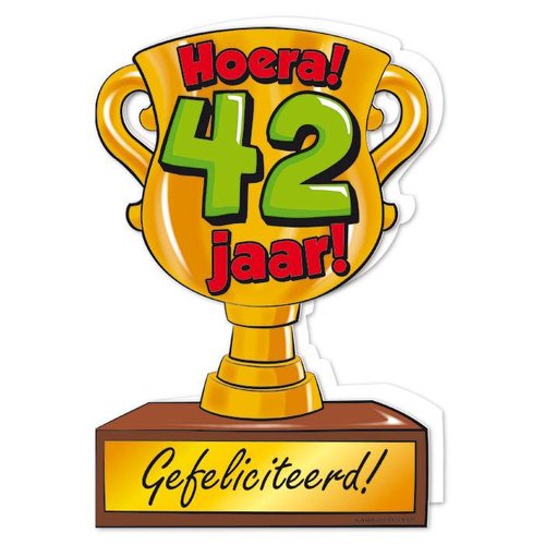 Wenskaart Trofee - 42 Jaar 