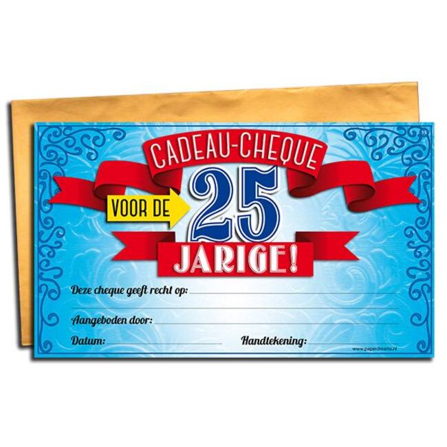 Gift Cheque - 25 jaar getrouwd