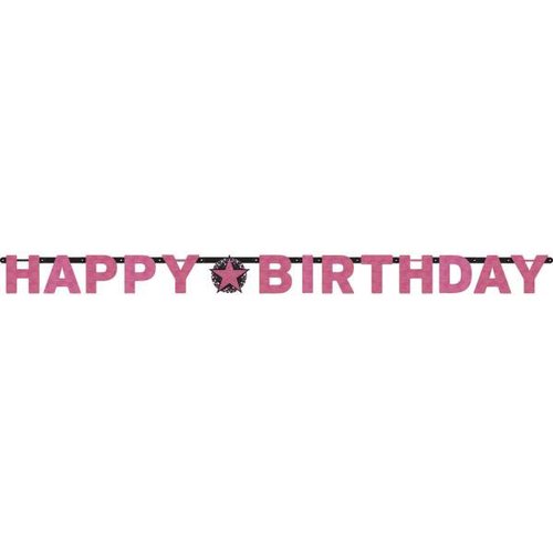 Letterbanner Happy Birthday Pink&Black - 213 x 16.2 cm 