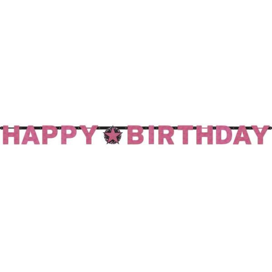 Letterbanner Happy Birthday Pink & Black-1