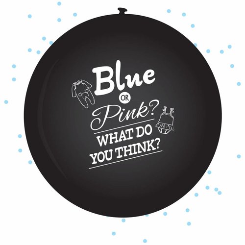 XL Ballon Gender reveal boy - incl blauwe confetti 