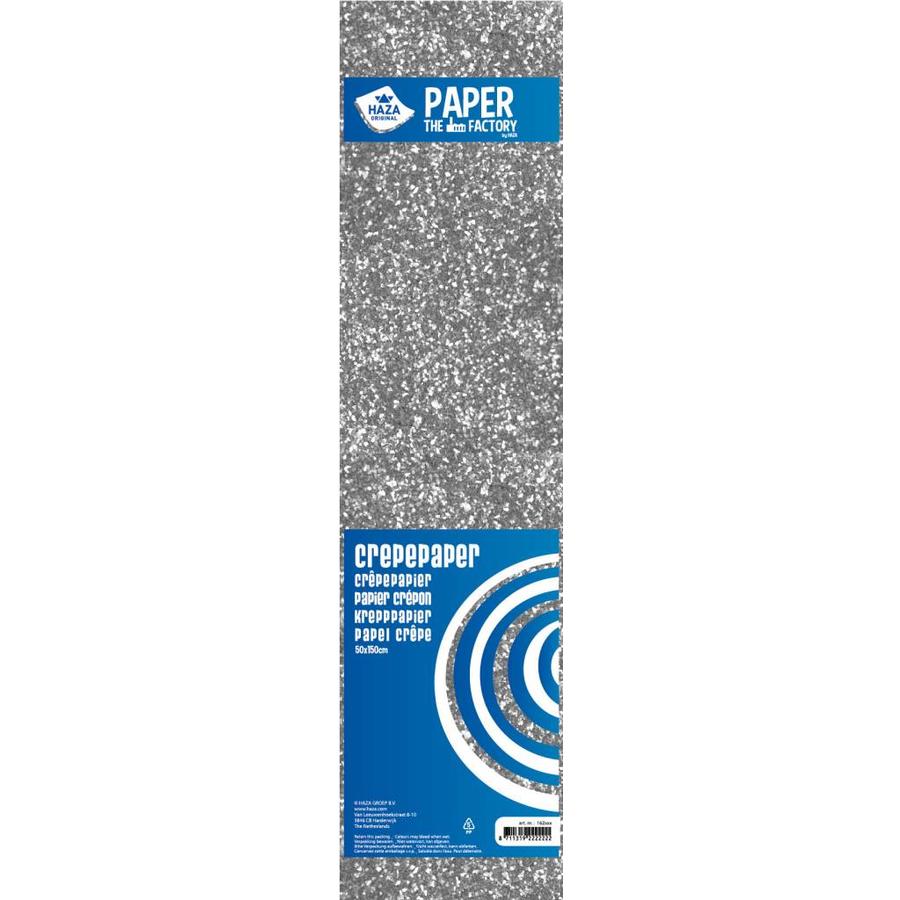 Crepe Papier - Glitter Zilver - 150x50cm-1