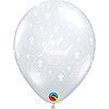 Qualatex Helium Ballon Just Married Flowers A-Round - Transparant