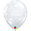Helium Ballon Just Married Hartjes A-Round - Transparant (28cm)
