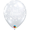 Qualatex Helium Ballon Just Married Hartjes A-Round - Transparant (28cm)