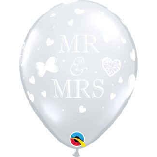 Qualatex Helium Ballon Mr & Mrs - Transparant (28cm)