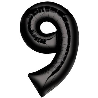 Haza-Witbaard Folieballon 9 Zwart - 83 cm