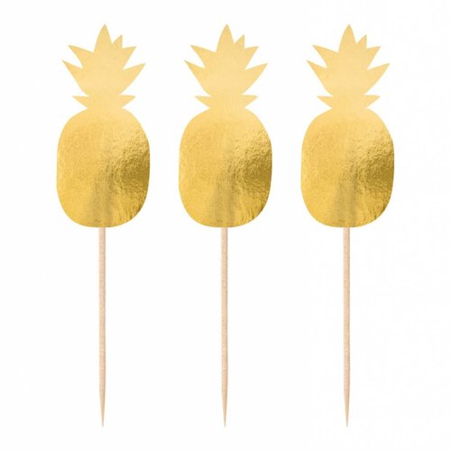 Party Prikkertjes Golden Pineapple - 20 stuks 