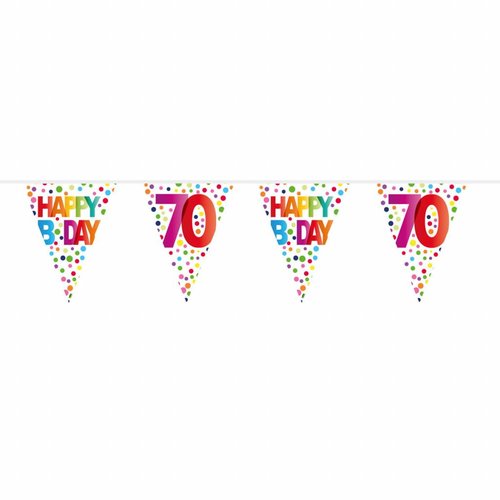 Vlaggenlijn Happy Birthday Dots 70 - 10 meter 