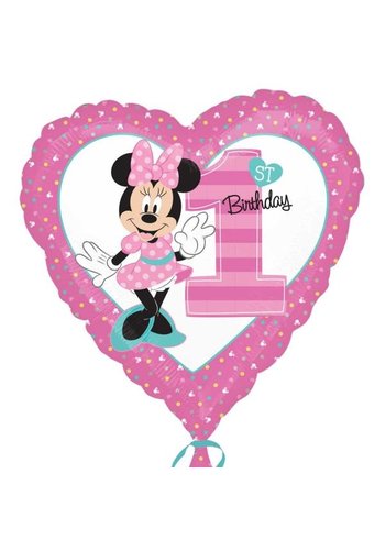 Folieballon Minnie 1ste Birthday 