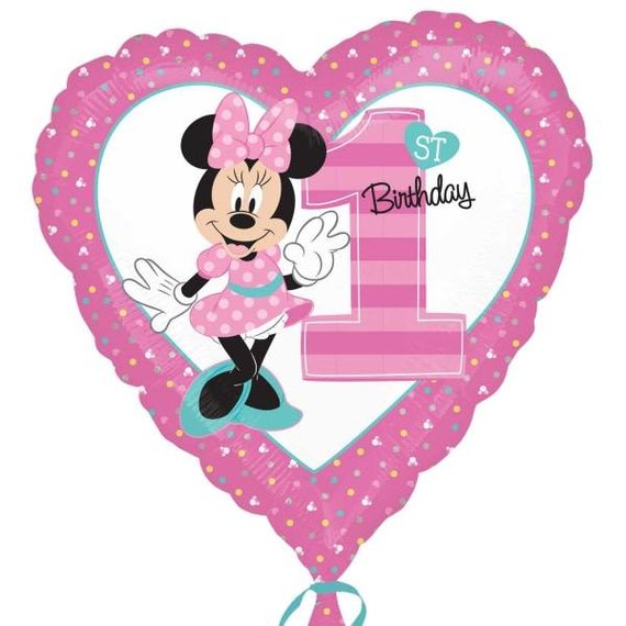 Folieballon Minnie 1ste Birthday