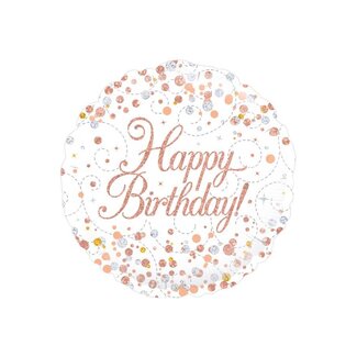 PartyXplosion Folieballon - Sparkling wit Happy Birthday Holograpic