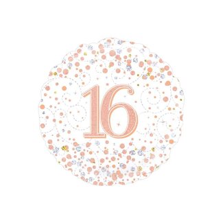 PartyXplosion Folieballon - 16th Sparkling Fizz Birthday White & Rose Gold