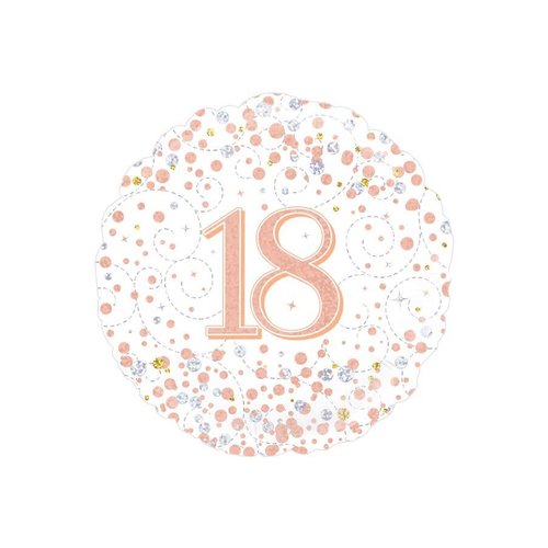 Folieballon - 18th Sparkling Fizz Birthday White & Rose Gold 