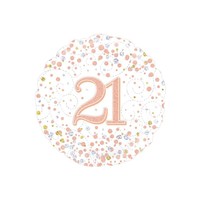 Folieballon - 21th Sparkling Fizz Birthday White & Rose Gold