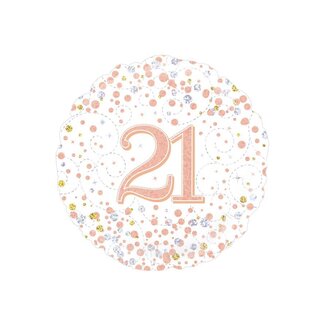 PartyXplosion Folieballon - 21th Sparkling Fizz Birthday White & Rose Gold