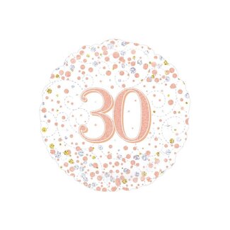 PartyXplosion Folieballon - 30th Sparkling Fizz Birthday White & Rose Gold