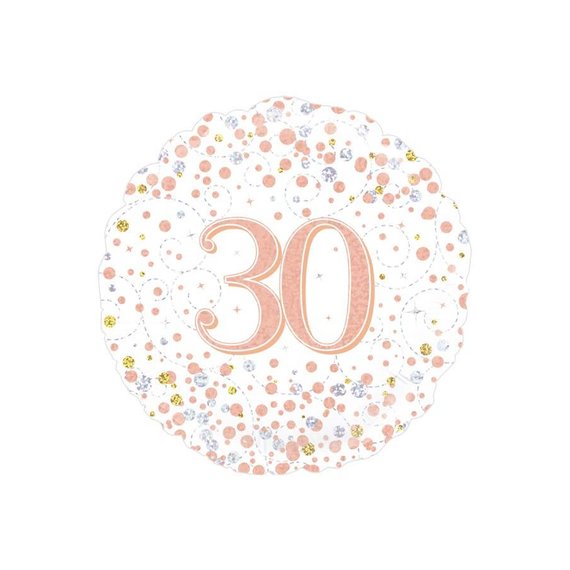 Folieballon - 30th Sparkling Fizz Birthday White & Rose Gold