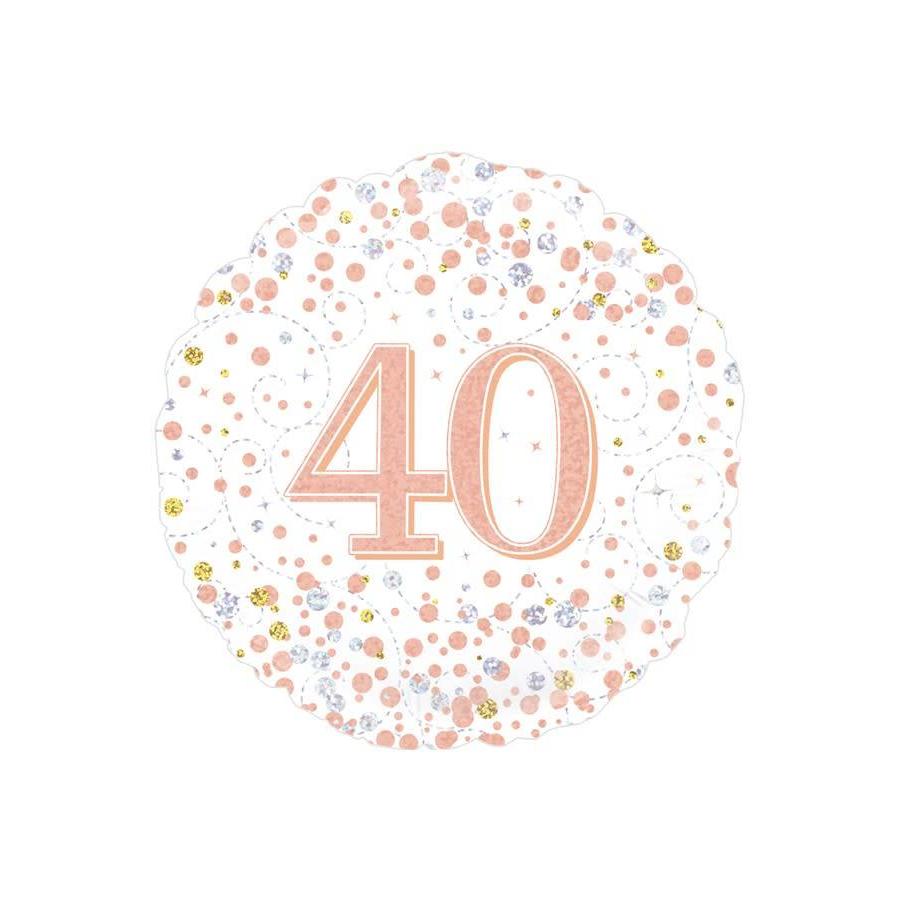 Folieballon - 40th Sparkling Fizz Birthday White & Rose Gold-1