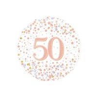 Folieballon - 50th Sparkling Fizz Birthday White & Rose Gold