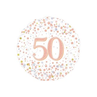 PartyXplosion Folieballon - 50th Sparkling Fizz Birthday White & Rose Gold