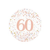 Folieballon - 60th Sparkling Fizz Birthday White & Rose Gold