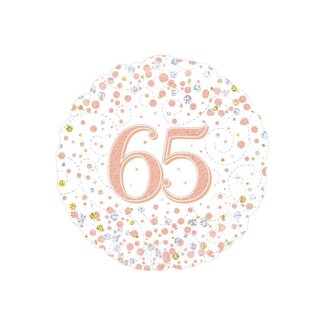 PartyXplosion Folieballon - 65th Sparkling Fizz Birthday White & Rose Gold
