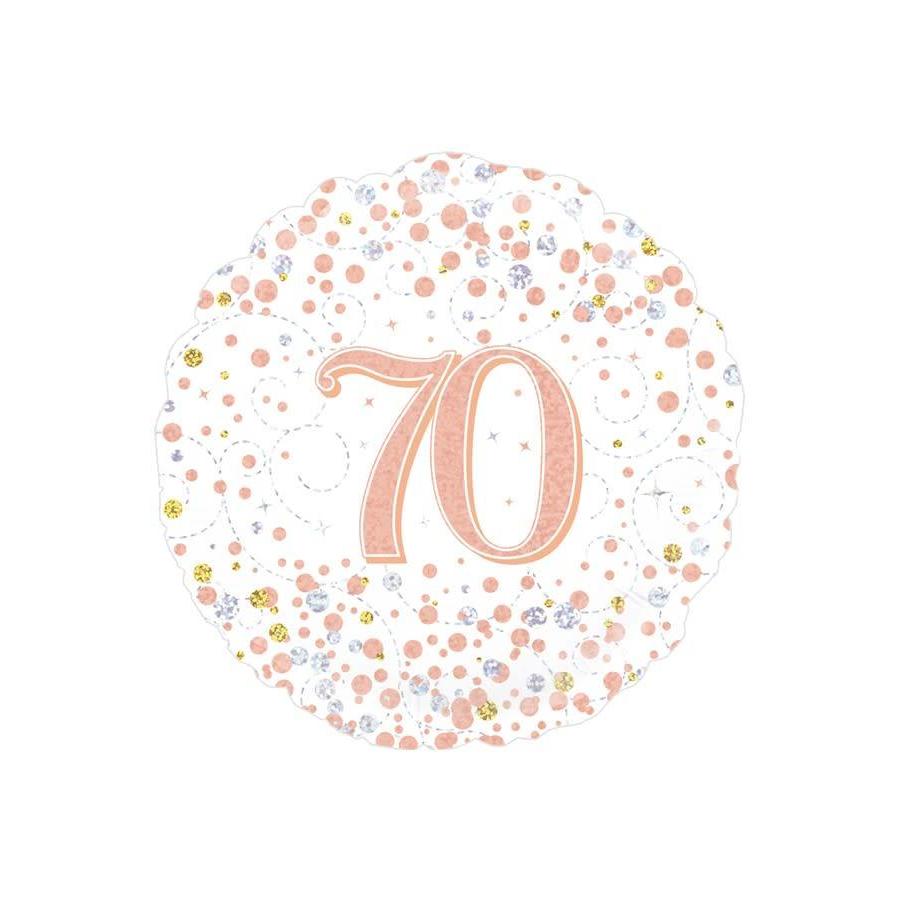 Folieballon - 70th Sparkling Fizz Birthday White & Rose Gold-1