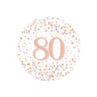 Folieballon - 80th Sparkling Fizz Birthday White & Rose Gold