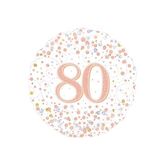 PartyXplosion Folieballon - 80th Sparkling Fizz Birthday White & Rose Gold