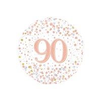 Folieballon - 90th Sparkling Fizz Birthday White & Rose Gold
