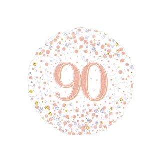 PartyXplosion Folieballon - 90th Sparkling Fizz Birthday White & Rose Gold