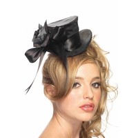 Satin Top Hat Flower - Black