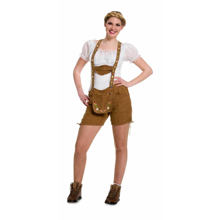 overdrijven Voorwaardelijk Overeenkomend Lederhosen Vrouw - Bruin - Zorg voor Party online feestartikelen en  ballondecoraties