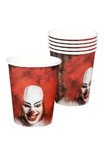 Set 6 Bekertjes Horror clown - 25 cl 