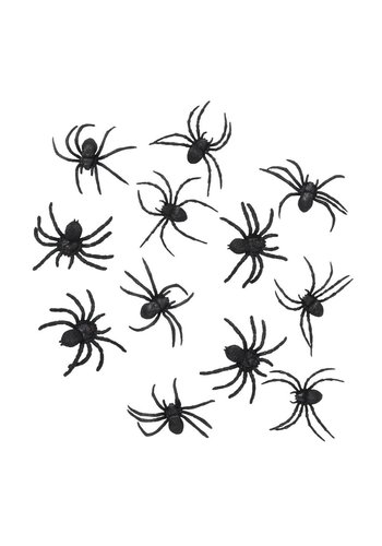 Set 12 Spinnen zwart - 5x6cm 