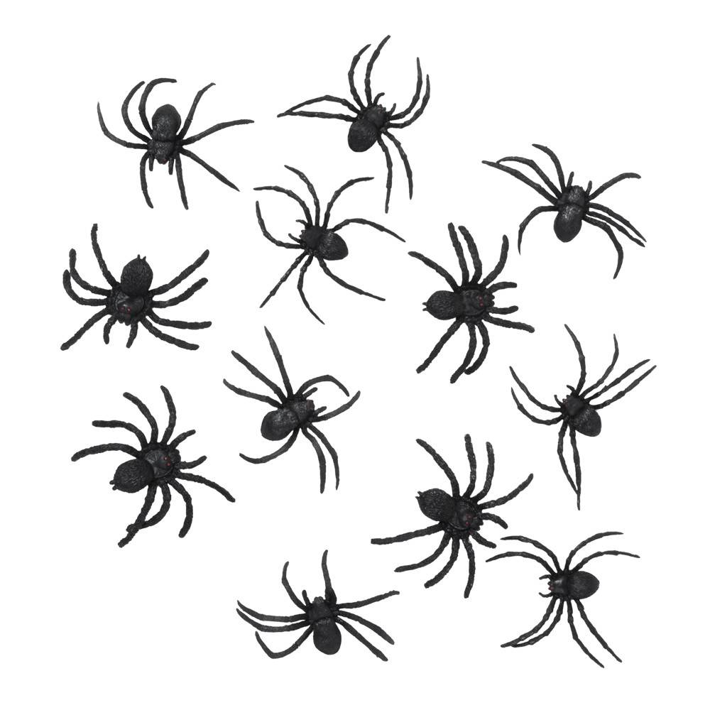 Set 12 Spinnen zwart - Halloween - Halloween Decoratie - Zorg voor Party online feestartikelen en