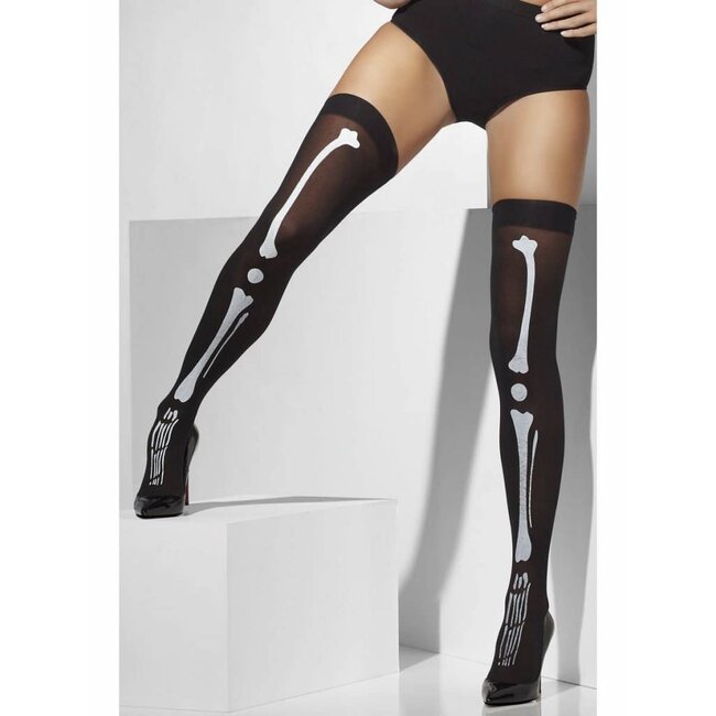Hold-Ups - Black - with Skeleton Print