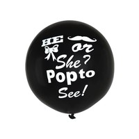 Megaballon zwart He Or She ? POP TO SEE ! - 90cm