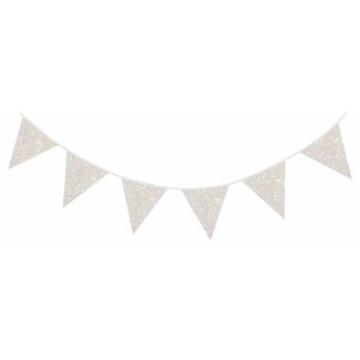 Boland Sparkling White glitter vlaggenlijn - 6 meter - 16X20CM