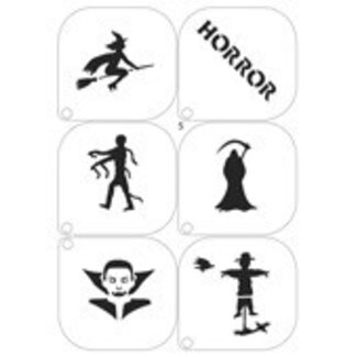 Grimas Grimeer Sjablonen - Horror - 6 stuks - 14,8x21cm