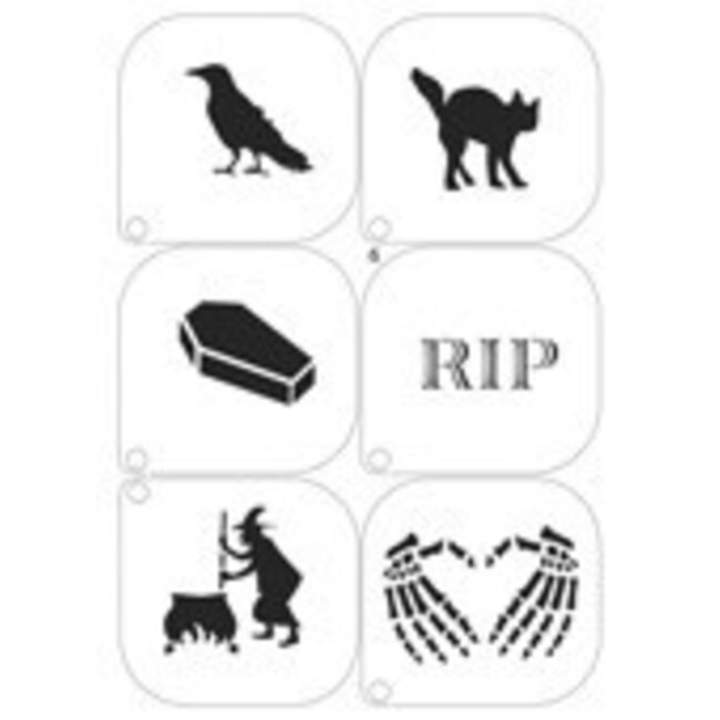 Grimeer Sjablonen - RIP - 6 stuks - 14,8x21cm