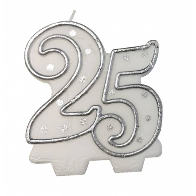 Cijferkaarsje 25 Zilver